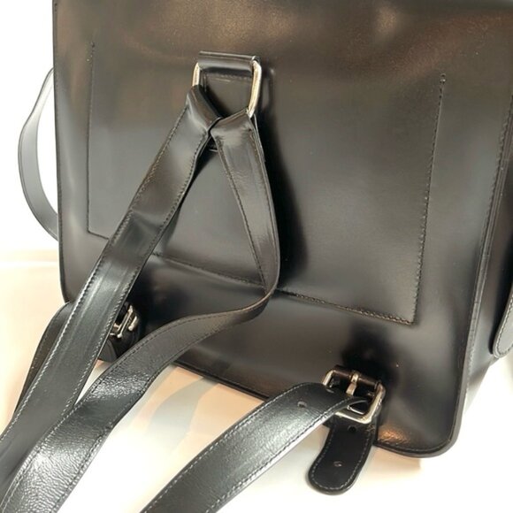 Jil Sander Navy AW/12 Black Leather Convertible Buckled-Flap Backpack main image 11